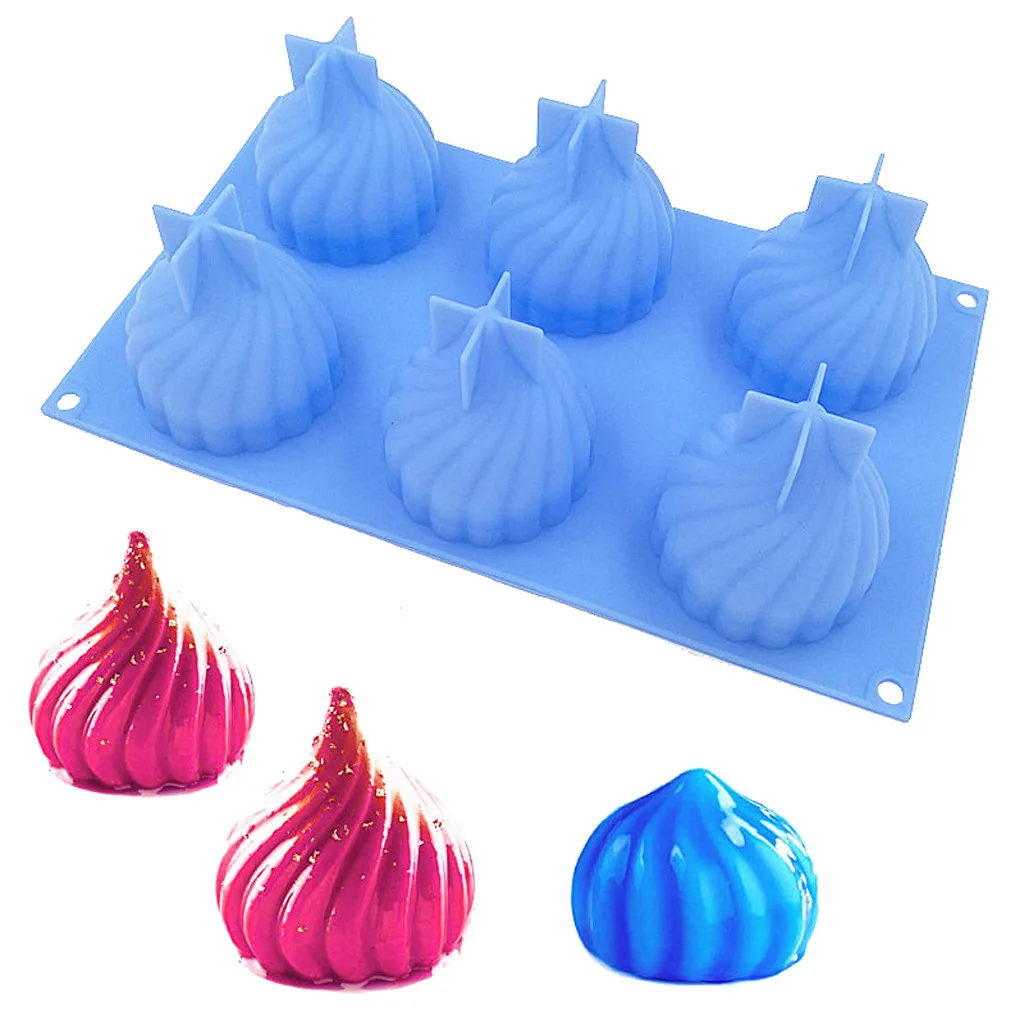 

Spiral Shape Cake Mold 6-Cavities Onion Shape Dessert Ice Cream Baking Mould DIY Creative Small Ice Cube Mold Square Shape tools