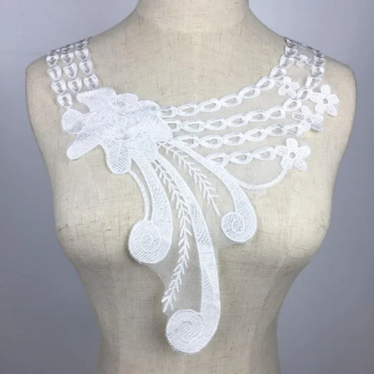 

SINUAN Lace Neckline Embroidered Lace White Clothes Accessories Water Soluble Sewing Supplies Wholesale Embroidered Appliques