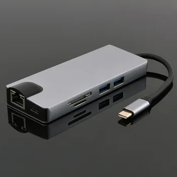 

Type-c Dock Converted To Hdmi/vga Hub Card Reader + Network