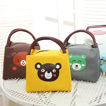 

Cartoon Bear Lunch Bag Waterproof Oxford Cloth Lunch Box Pack Bag Student Picnic Bento Totes Aluminum Foil Insulation Ice Bags