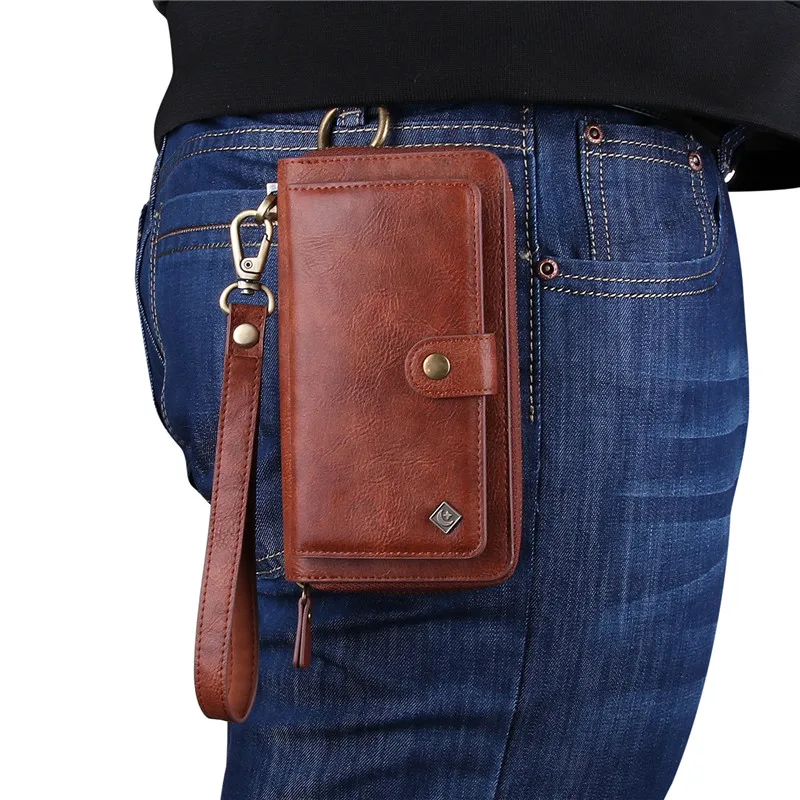 Роскошный Съемный кожаный чехол на молнии с отделением для карт для iPhone 11 Pro XS Max XR X 8 7 6 6S Plus многофункциональная сумка