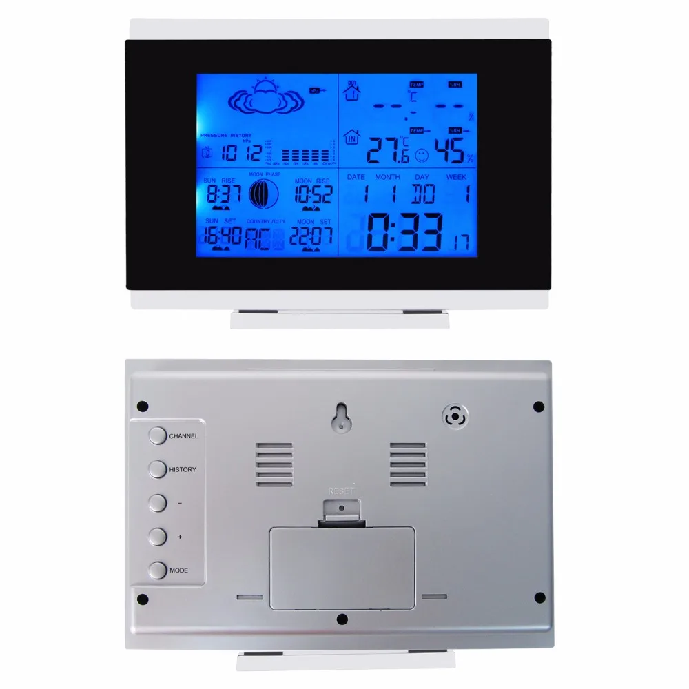 Открытый термометр Метеостанция беспроводной датчик влажности дисплей Встроенный барометр DST и DCF77 5 погоды