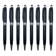 500 шт./лот Стилус 2 in1 Сенсорный экран Шариковая ручка для iPhone iPad samsung планшетный ПК Galaxy телефон черный может ваше лого на заказ