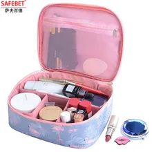 

SAFEBET Brand Flamingo Cosmetic Bag Women Travel Necessity Big capacity Waterproof Portable Organizer Makeup Bag Toiletry Kits