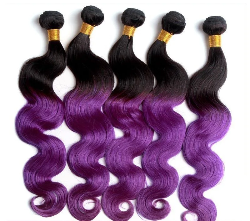 3 Bundles dyed hair bundles ombre Grade AAAAA qualty No Shedding black