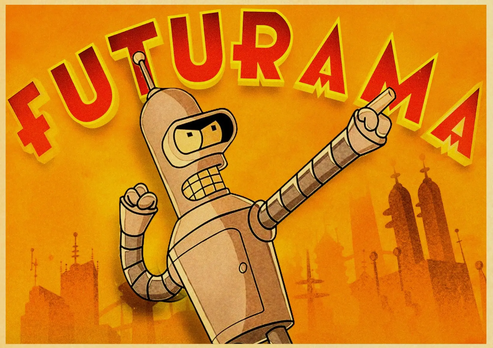 ВИНТАЖНЫЙ ПЛАКАТ мультфильм FUTURAMA живопись Ретро плакат крафт-бумага для декора на стену для дома и бара - Цвет: D130