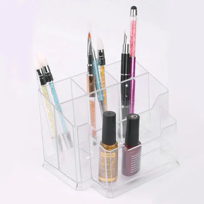 

5Pcs Acrylic Nail Art Tools Holder Box Files Brushes Display Organizer Pens Holders Polish Plastic Case 5 Lattice Storage