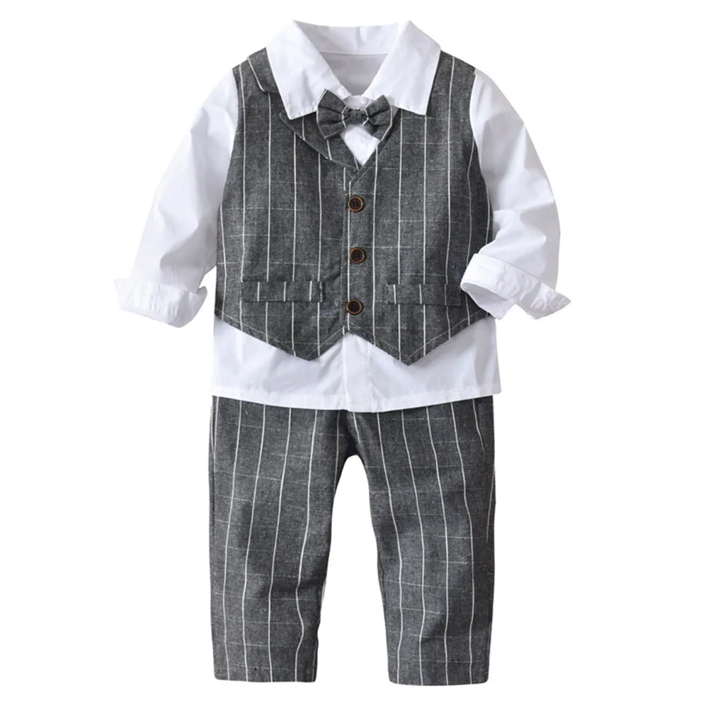 

4PC Toddler Baby Boy Bowtie Gentleman Vest T-Pants Wedding Suit Cloth Tops Set Outfits Suit F322
