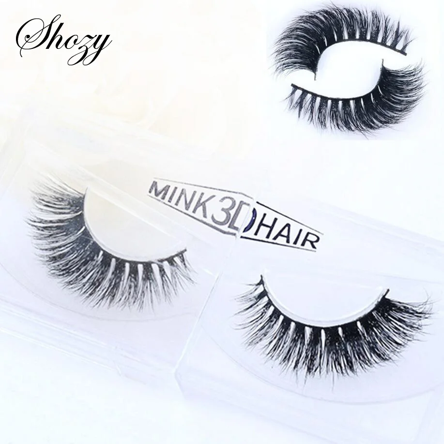 

Shozy 100% Real Mink Eyelashes 3D Natural False Eyelashes Winged Handmade Fake Eye Lashes Extension for Beauty Makeup-3D09
