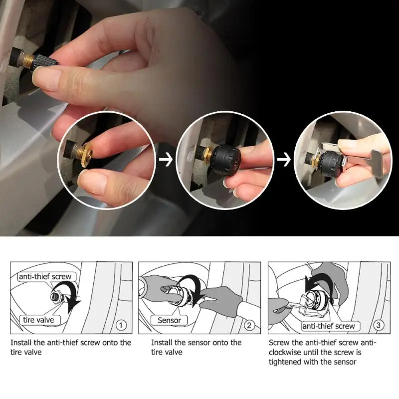CARCHET Car Auto TPMS Tire Pressure Monitoring System Wireless 4 Sensors Solar Energy
