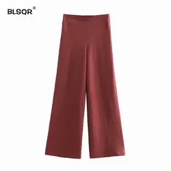 Новинка 2018 года для женщин стильный цвет красного вина широкие брюки высокая талия повседневное свободные уличная мотобрюки Mujer