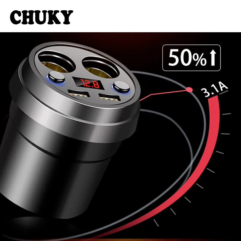 

3.1A Cup Car Charger Multi-function Display Voltage for Mercedes W205 W203 W212 Volvo S60 V40 XC90 V50 Renault Duster Clio Logan