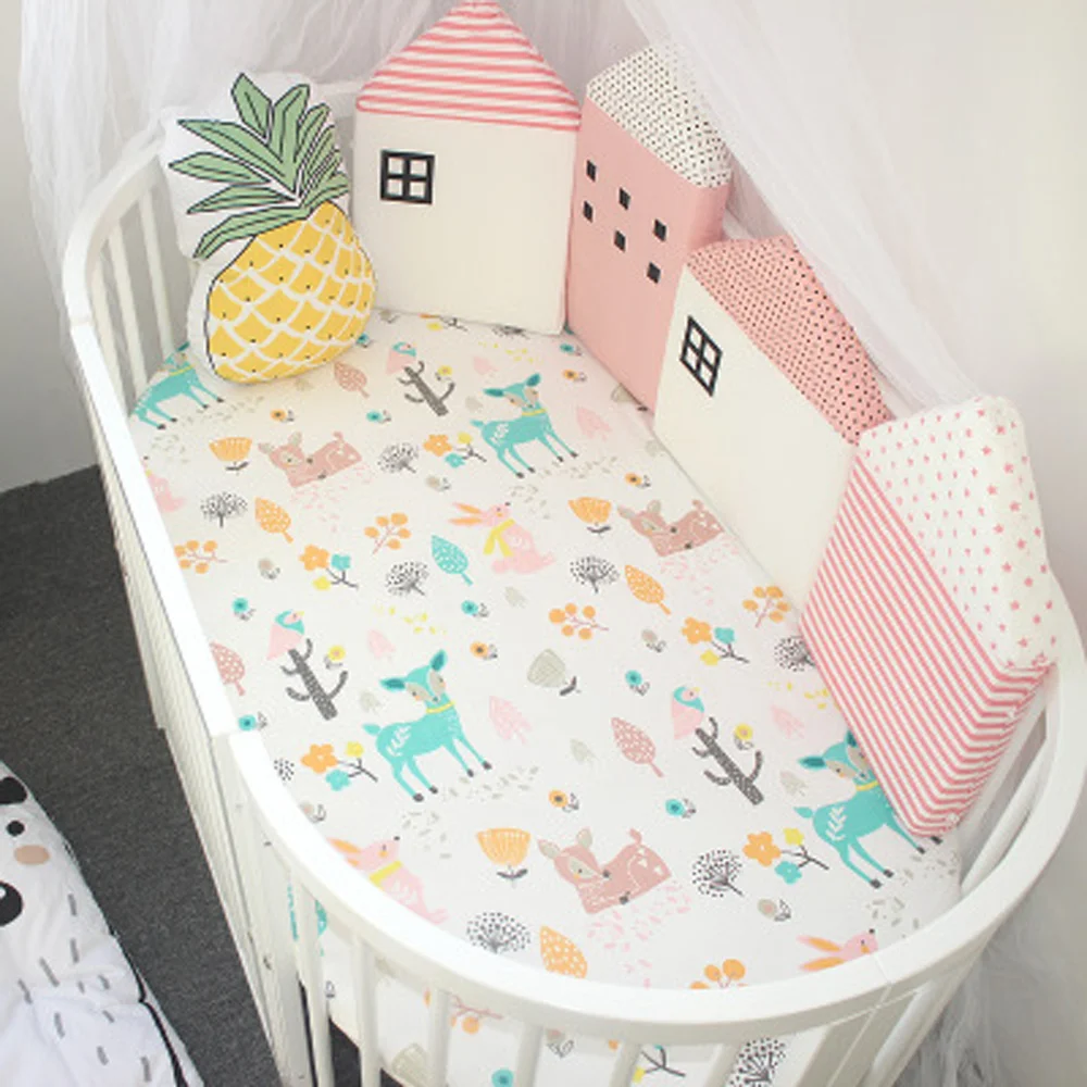 

4 Pcs/Lot Baby Bed Bumper Little House Pattern Crib Protection Baby Crib Bumper Nordic Infant Bed Barrier Children's Room Decor