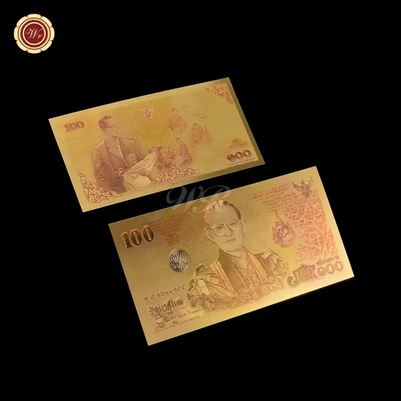 2 THAILAND 100 BAHT KING /& QUEEN BANKNOTE 24K GOLD COLOURED BANK NOTE LIMITED