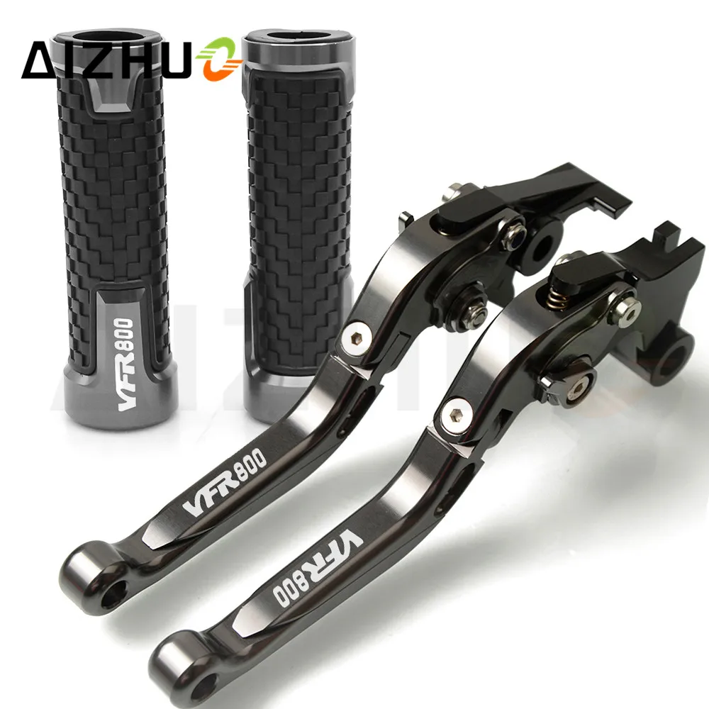 

Motorcycle Clutch Brake Lever Extendable Adjustable+Handle Grips For Honda VFR800 VFR800F VFR 800 2002-2017 2016 2015 2014 2013