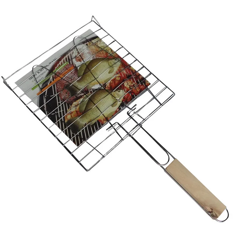 BBQ-Tools-Wooden-Handle-Iron-Wire-Grilled-Fish-Clip-Barbecue-Supplies-Portable-Outdoor-Camping-Gadget