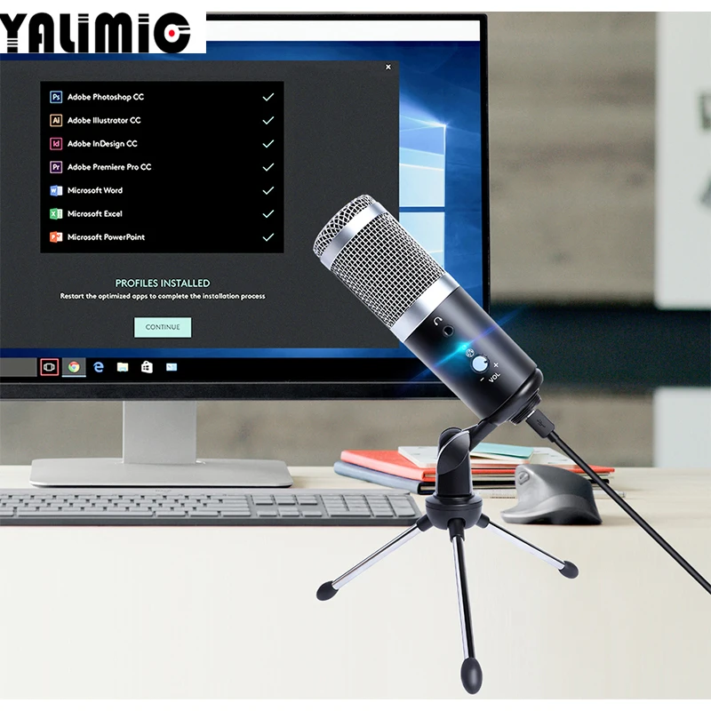 Professional Microphone Condenser for Computer PC USB Plug+Tripod Stand YouTube Broadcasting Recording Microfone Karaoke Mic