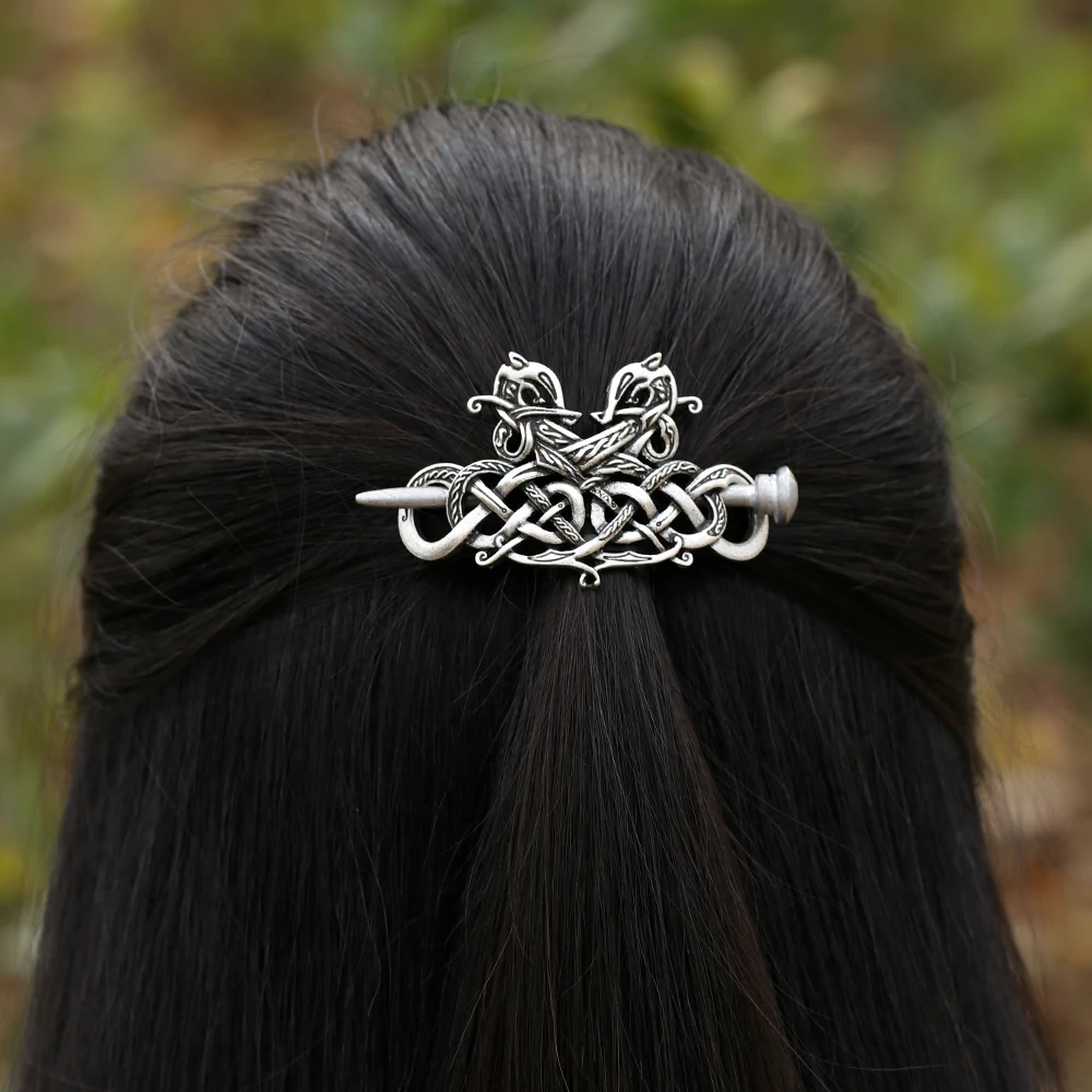 Заколка для волос с двойной головкой в стиле викингов|slide clips|dragon headslide hair clips |