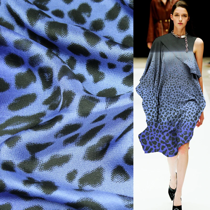 

Special pure silk fabric silk QiLi gauze fabric leopard print gradual tone,SFF119