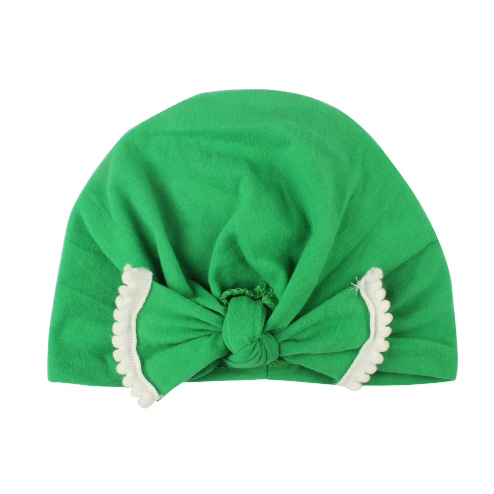 1 шт., милая Шапка-тюрбан для новорожденных, маленьких мальчиков и девочек, хлопковая шапка, зимняя теплая шапка, аксессуары для малышей 3 мес.-6 лет, 30 - Цвет: Green