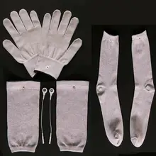 Проводящие Серебряные волокна TENS/EMS электрод лечения перчатки+ носки+ наколенники Меридиан Акупрессура устройства Аксессуары