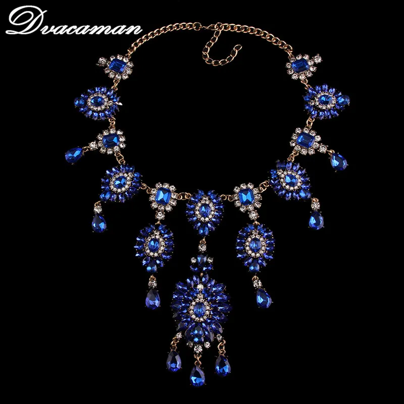 Dvacaman летние сексуальные украшения для тела, цепь ручной работы, разноцветное массивное ожерелье, ювелирные изделия для женщин, ожерелье с подвеской из кристаллов в виде цветка 8639 - Окраска металла: blue