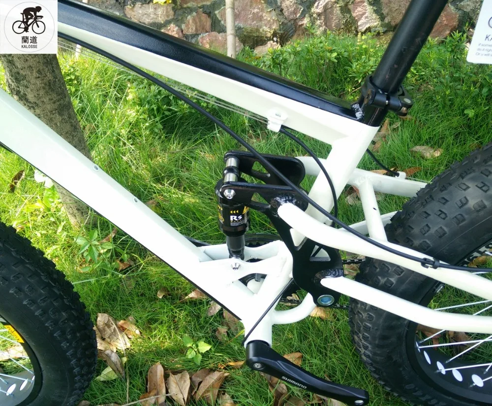 Sale Kalosse 26*4.0 inch snow bike  Full suspension fat bicycle mountain bike  21/24/27/30 speed 26er   Hydraulic brakes 14