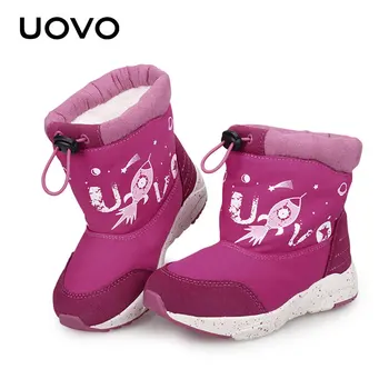 melhor Crianças Slip-on Inverno Botas Uovo Meninos Meninas Botas Curtas Tamanho 25-33 Repelente De Água Sapatos De Neve De Pelúcia Luz -peso Sapatos Térmicas