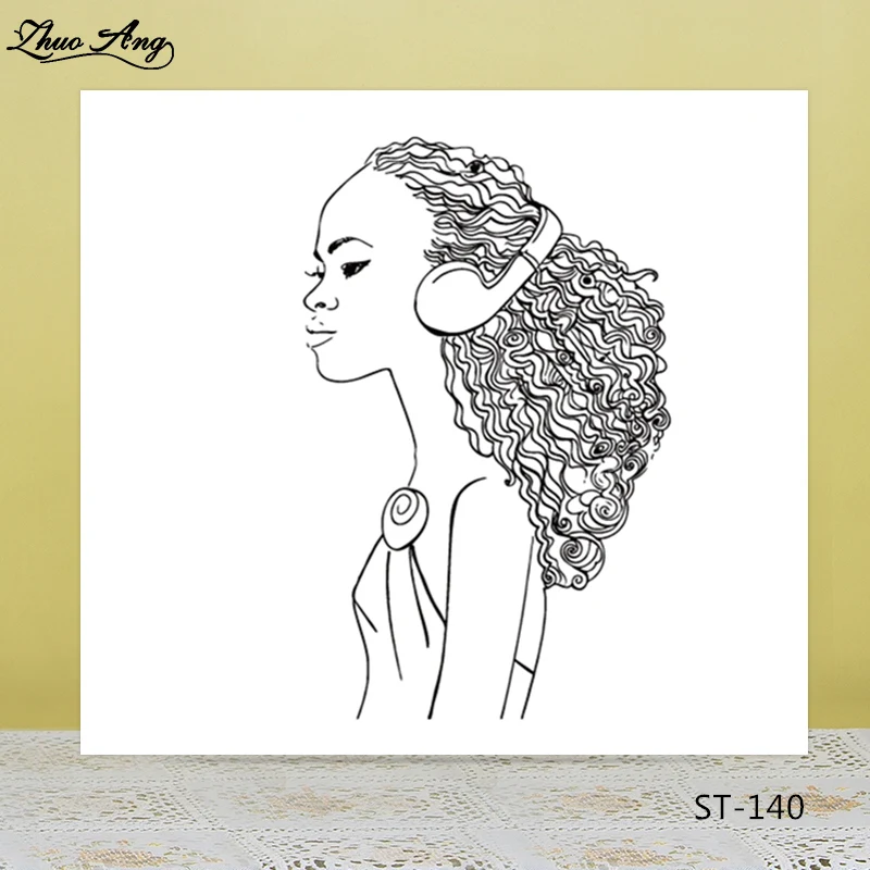 

ZhuoAng Girl listening to music Clear Stamp/Seal for DIY Scrapbooking/Photo Album Decorative Card Making Clear Stamps