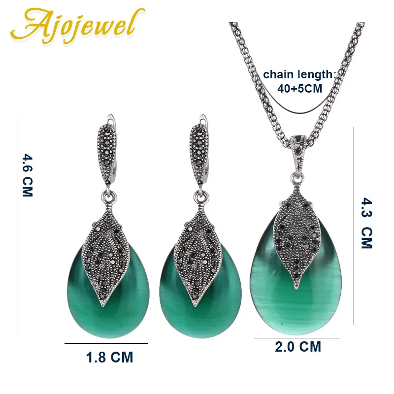 Ajojewel Parure Bijoux Femme красный/зеленый опал комплект ювелирных изделий для невесты Свадебная вечеринка ювелирные изделия женские винтажные аксессуары