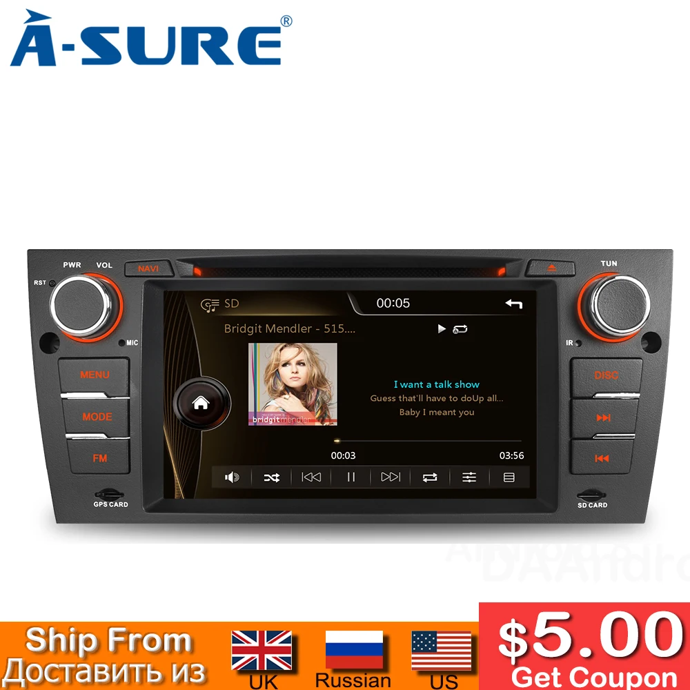 A-Sure 7 &quotips экран автомобильное радио gps DVD CD плеер стерео навигация для BMW E90 E91 E92 E93