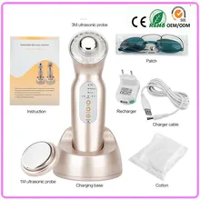 Free Shipping 4 IN 1 Head Changeable 1mhz & 3mhz Ultrasonic Galvanic Ion Bio Microcurrent Face And Body Beauty Massager Machine