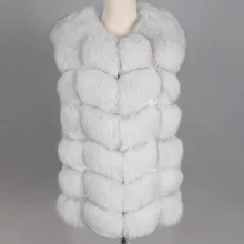 OFTBUY люксовый бренд зимняя куртка женская натуральный Лисий мех жилет куртка без рукавов Белый v-образный вырез Толстая теплая уличная Верхняя одежда Повседневная