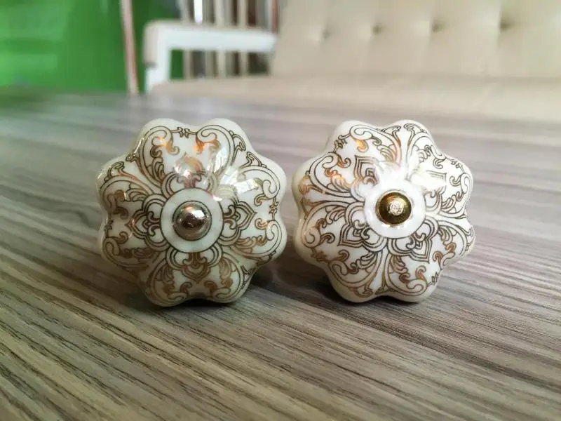 السيراميك المقابض المزخرفة مع الذهب بالتفصيل/الخزف اليقطين شكل المطبخ التأثيرات درج مضمد مقبض مقابض السيراميك المقابض المزخرفة مع الذهب بالتفصيل/الخزف اليقطين شكل المطبخ التأثيرات درج مضمد مقبض مقابض