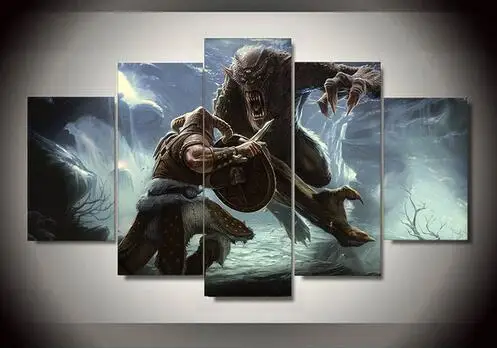 2017 5 Панели Home Decor Высокое Качество Skyrim Искусства Стены Картины Для Гостиной Unframed |