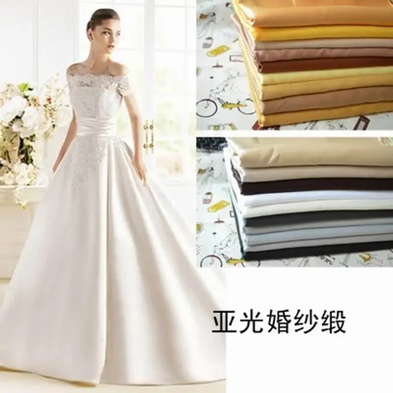 マットサテンウェディングドレス生地サテン黒とホワイトゴールド色 Fabric Satin Matte Satindress Fabric Aliexpress