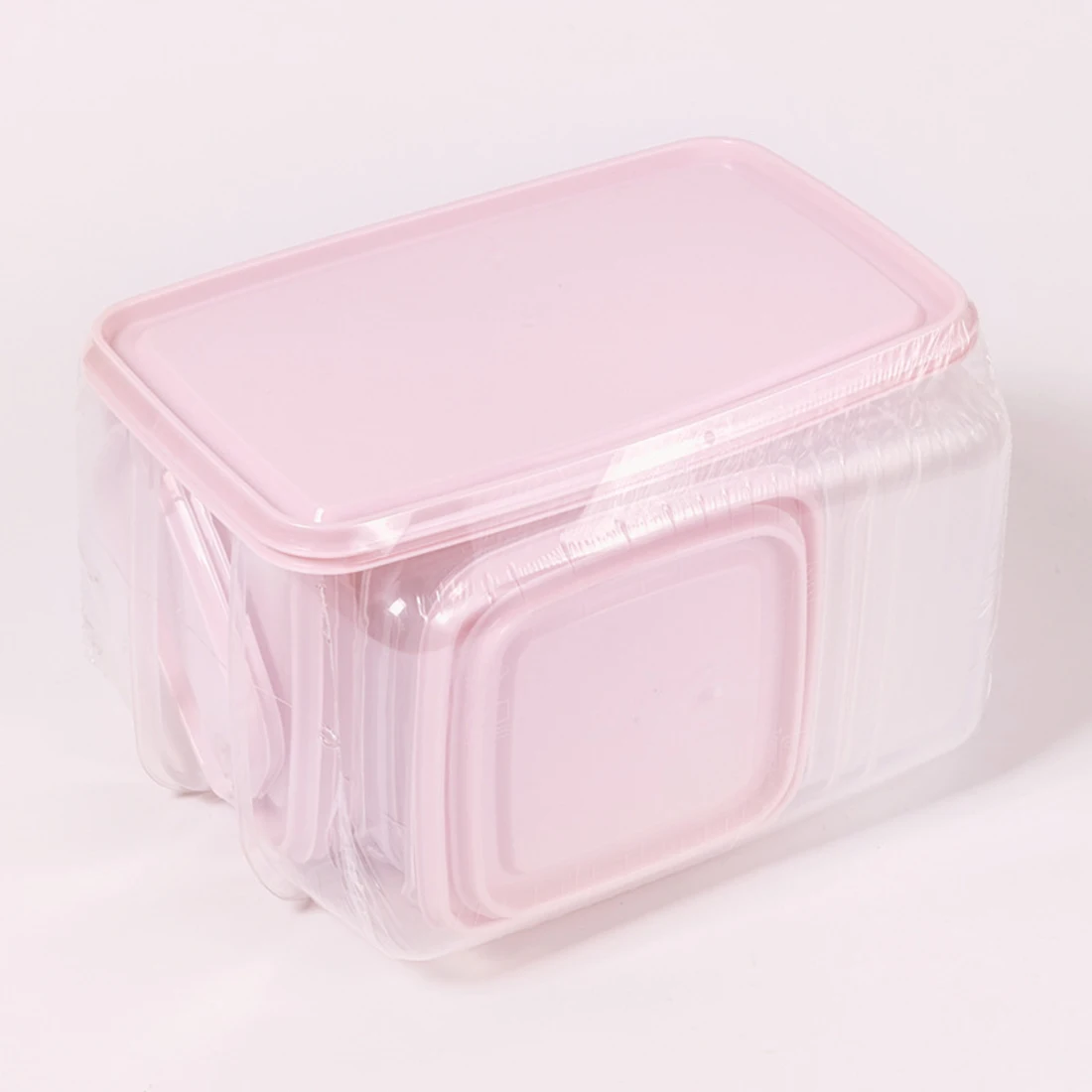 17 piezas de plástico caja de almacenamiento de alimentos sellados preservación para Camping al aire libre familia comer vajilla-rosa claro