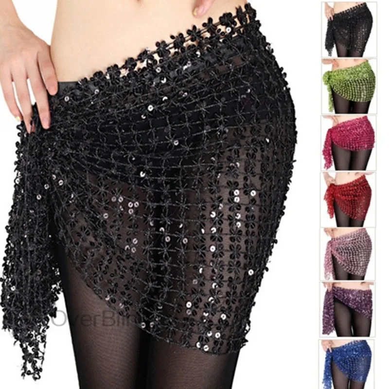 Hot selling women new cheap belly dance water soluble hip scarf Indian dance accessories belt for sale