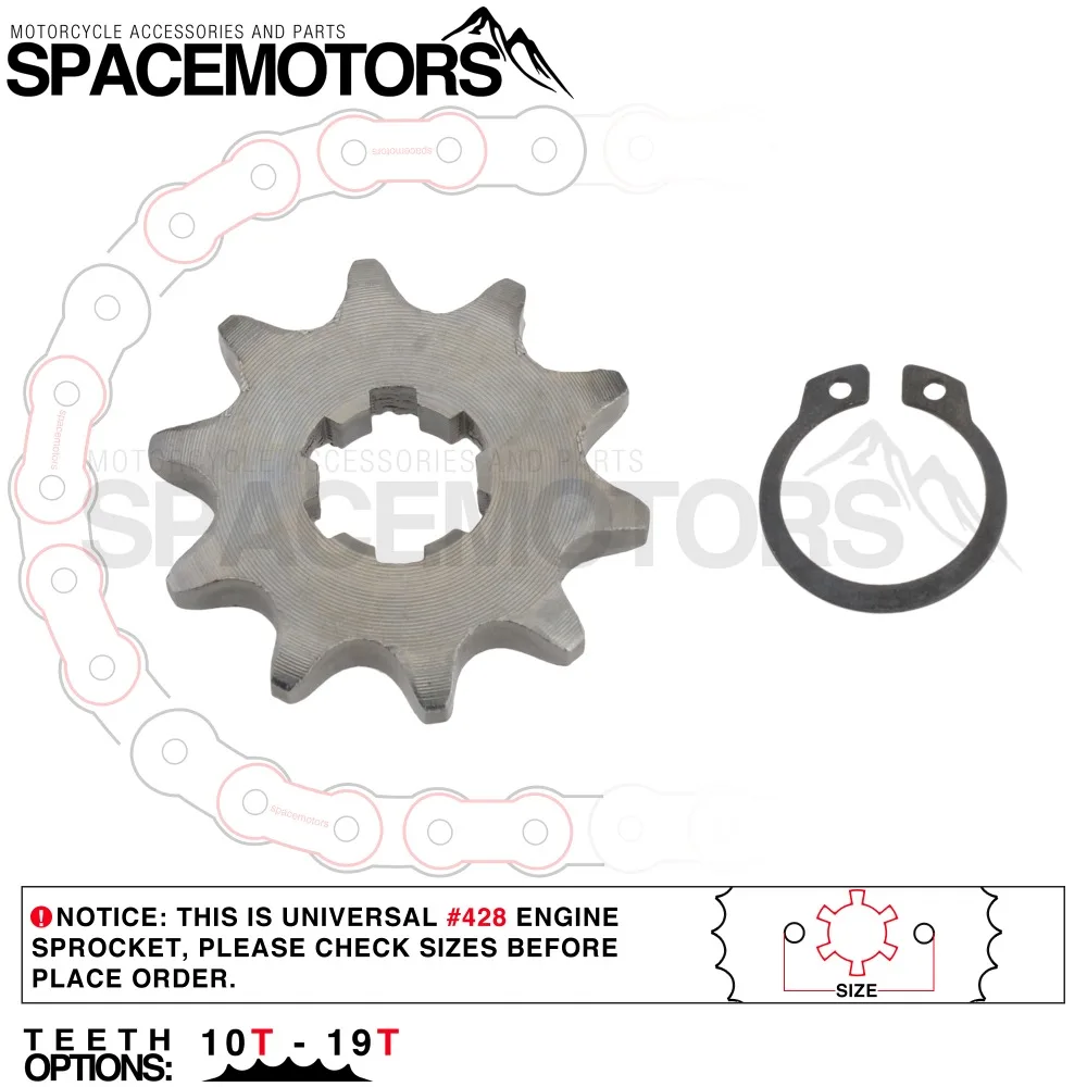 428 От 10 до 19 лет 20 мм шлицевая передняя Звездочка двигателя звезда мотоцикл CRF XR 50 TTR SSR Dirt Pit Bike ATV Quad Go Kart мопед багги