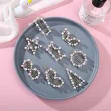 1 шт., Женские Геометрические жемчужные заколки для волос, заколки для волос, металлические заколки для волос, аксессуары для укладки волос, звезда/Сердце/треугольник