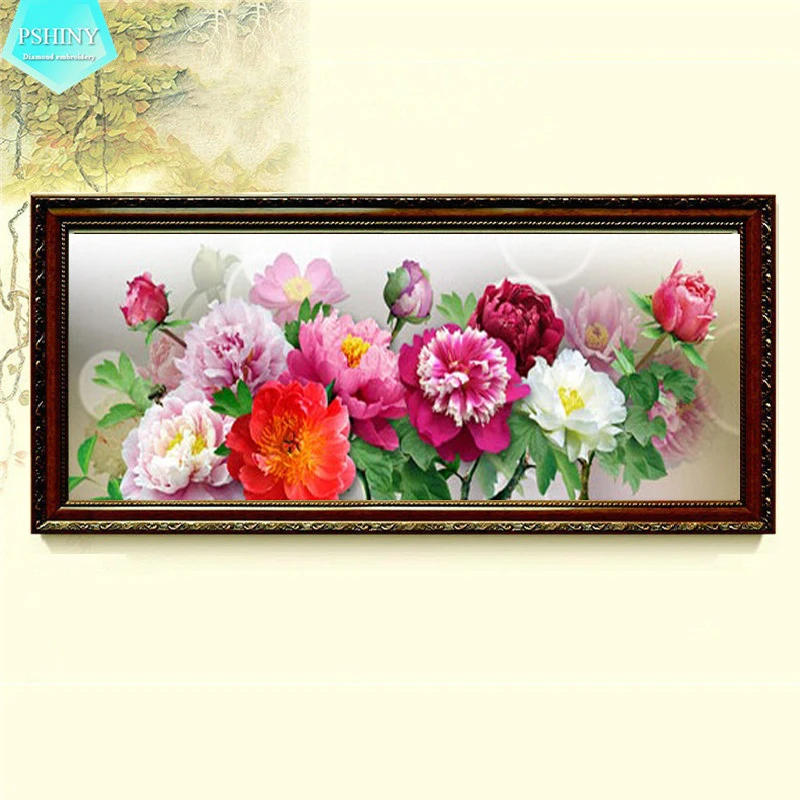 Алмазная вышивка PSHINY 5D DIY продажа пионов цветы круглые стразы украшение для дома