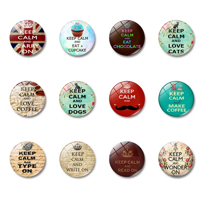 

Note Holder Home Decor Fridge Magnet Keep Calm Cat Pet Glass Cabochon Magnetic Refrigerator Stickers