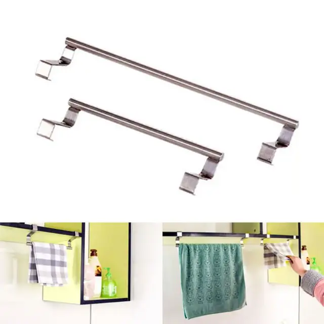 Best Offers Stainless Steel Over Door Hook Towel Bar Rack Holder Kitchen Hanging Storage Rail Drawer Cupboard Cabinet Cloth Hanger 23cm