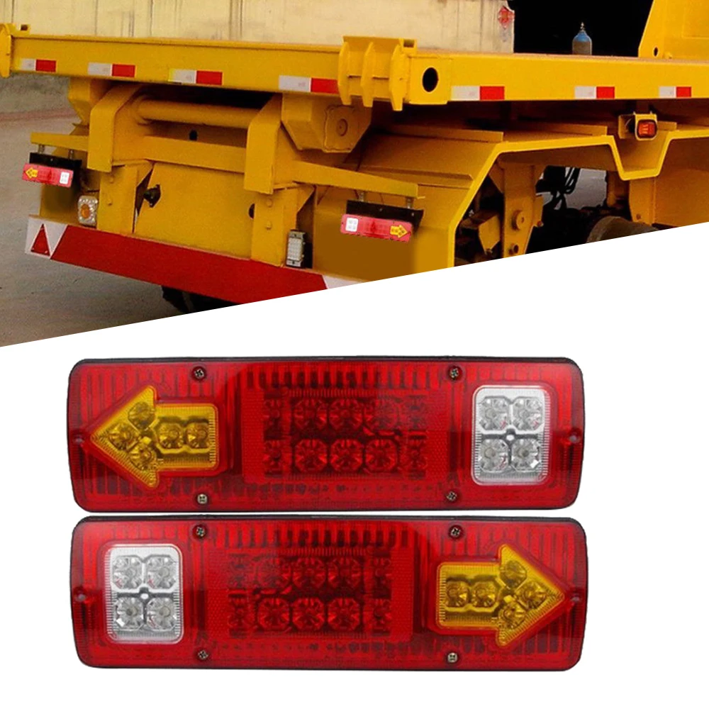 1Pair 12V Car Truck Trailer Rear Light Indicator Reverse Van Car Truck Taillight LED Stop Rear Tail Brake Lights Lamps (46)