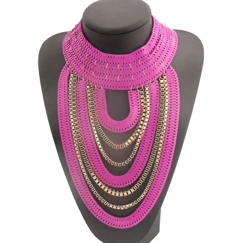 Модное готическое ожерелье CirGen, 6 цветов, многослойная цепочка в виде змеи, ручная работа, массивное ожерелье бижутерия, ожерелье, женское ювелирное изделие, C13 - Окраска металла: Hot Pink