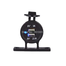 Автомобиля с двумя портами USB Зарядное устройство 2.1A/1A 12-24V двойной Переходник USB для зарядки в машине для мотоциклов