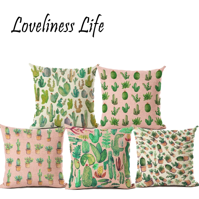 

45*45 Cushion Cover Home&Car Decor Pillowcase Throw Cactus Pillows Home Decorative Cushion Cover Der House Almohadas