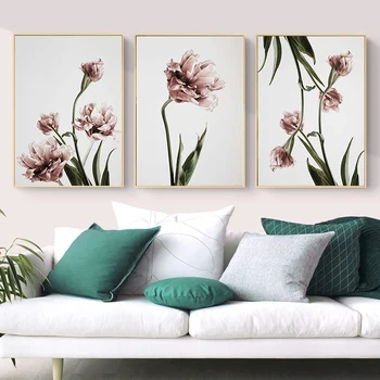 

Modern Tulip Flower Prints Wall Art Canvas Paintings Floral Poster Scandinavia Pictures for Living Room Bedroom Home Decorative