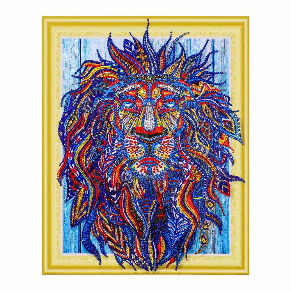 

Lion 5D DIY Diamond Painting Moge Full Round Diamond embroidery Animal New Brick Embroidery with Cross Embroidery Sticking Drill
