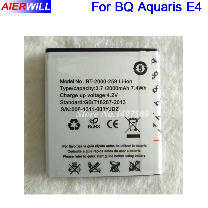 Аккумулятор 2000 мАч для BQ Aquaris E4 Batterie Bateria высокого качества | Мобильные телефоны и